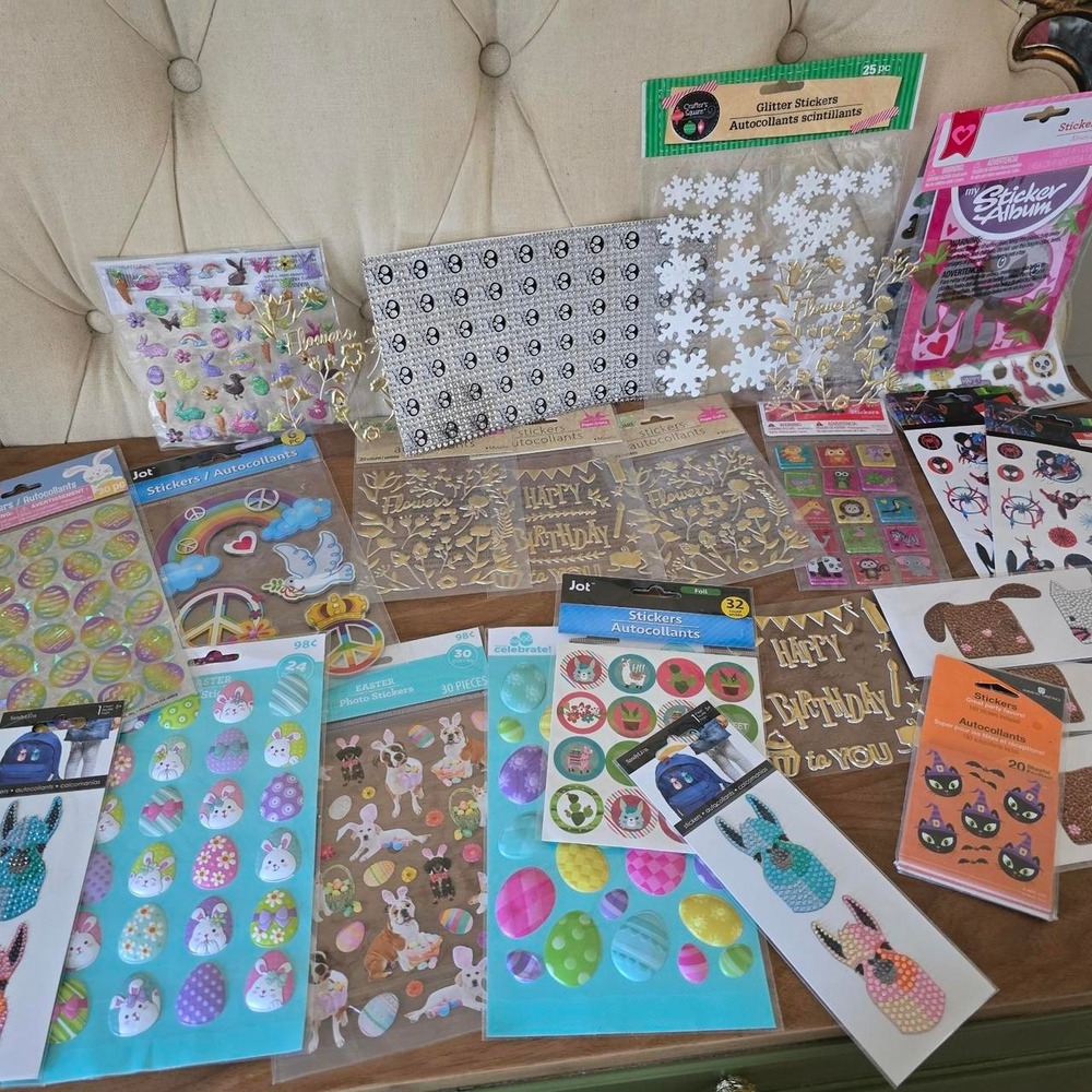 Huge sticker lot – mixed craft, holiday, rhinestone & scrapbook stickers